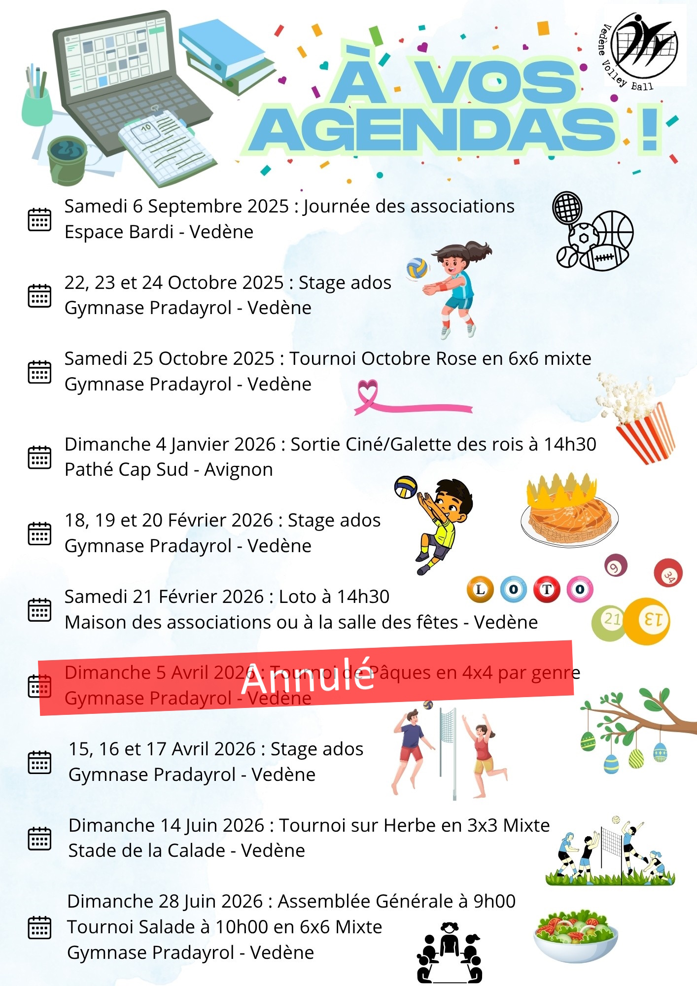 Annonce - A vos agendas